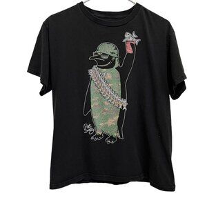 Riot Society Men's Penguin Soldier Graphic Tee 100% Cotton Made In USA Black S